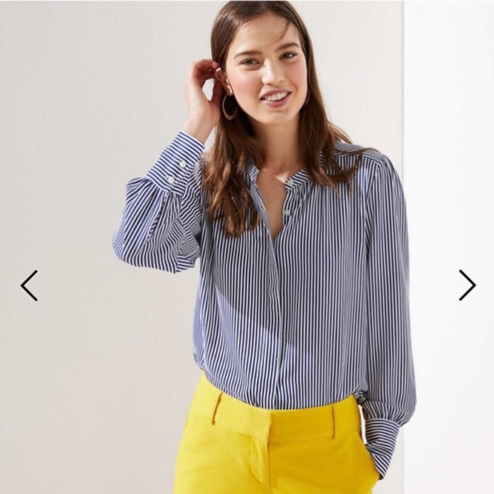 Loft Striped Crossover Back Utility Blouse
Size XS